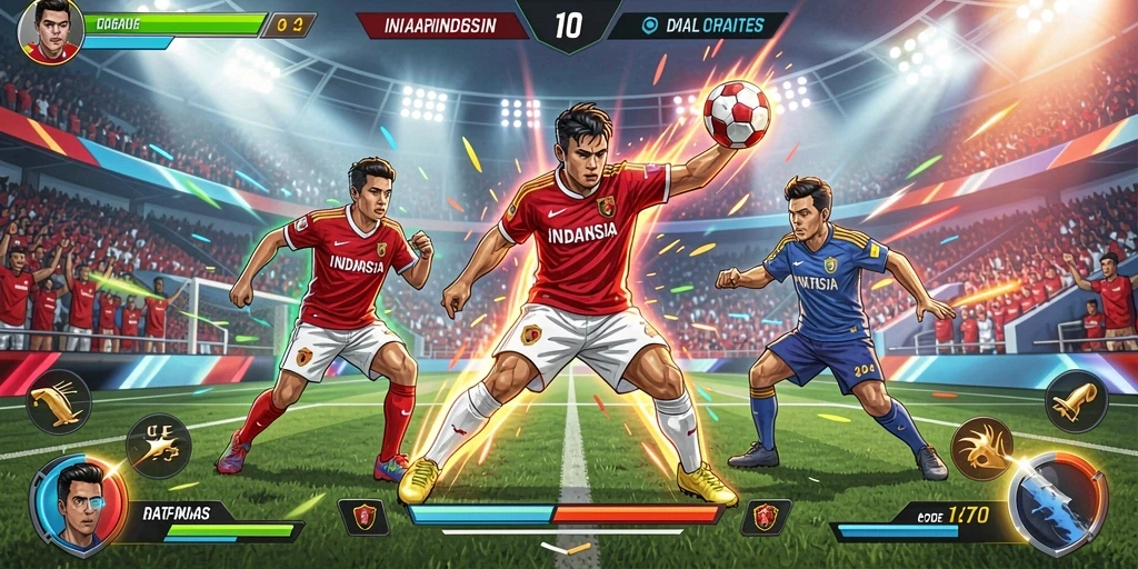 Screenshot menunjukkan karakter utama yang siap bertarung.